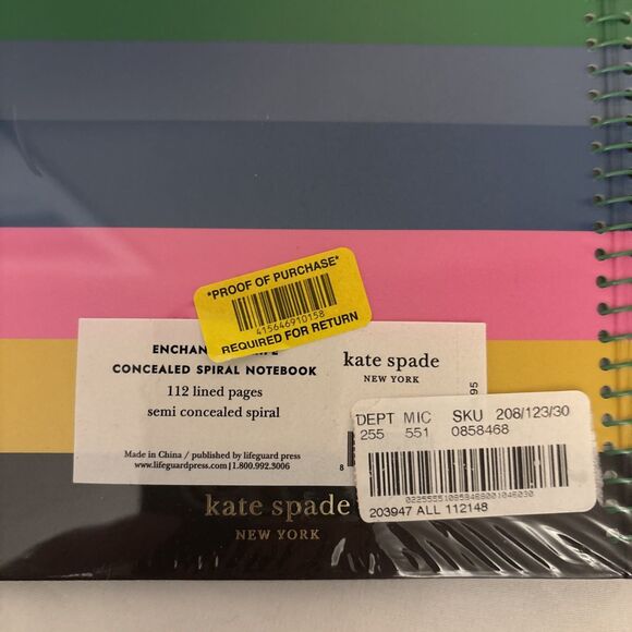 NWT-Kate Spade New York Enchanted Stripe Concealed Spiral Notebook - Picture 4 of 9
